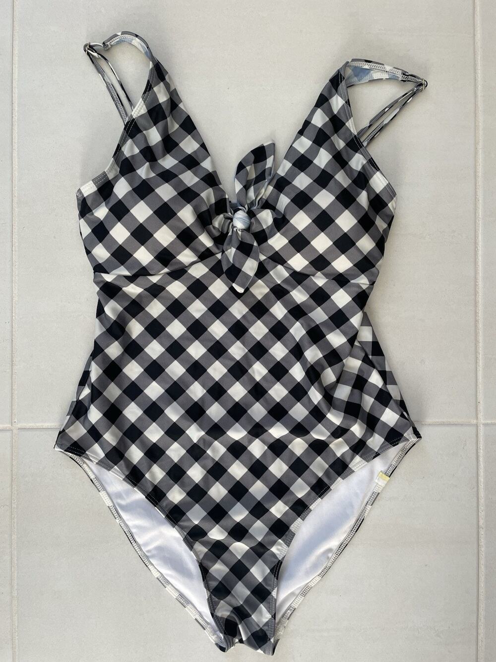 summersalt Black and White Gingham Knot Front One-Piece
